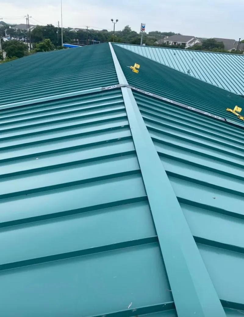 Green commercial metal roof ridge and valley for Metal Roof Repair in Chico